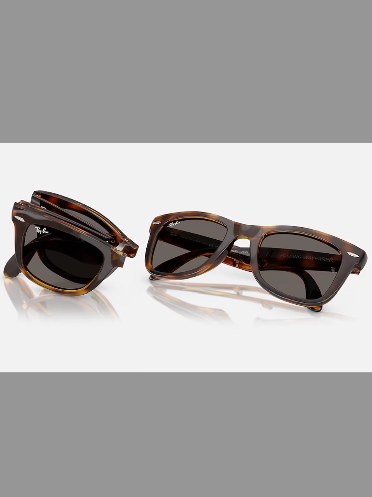Brand New Ray-Ban Wayfarer Folding Sunglasses In Brown/Black